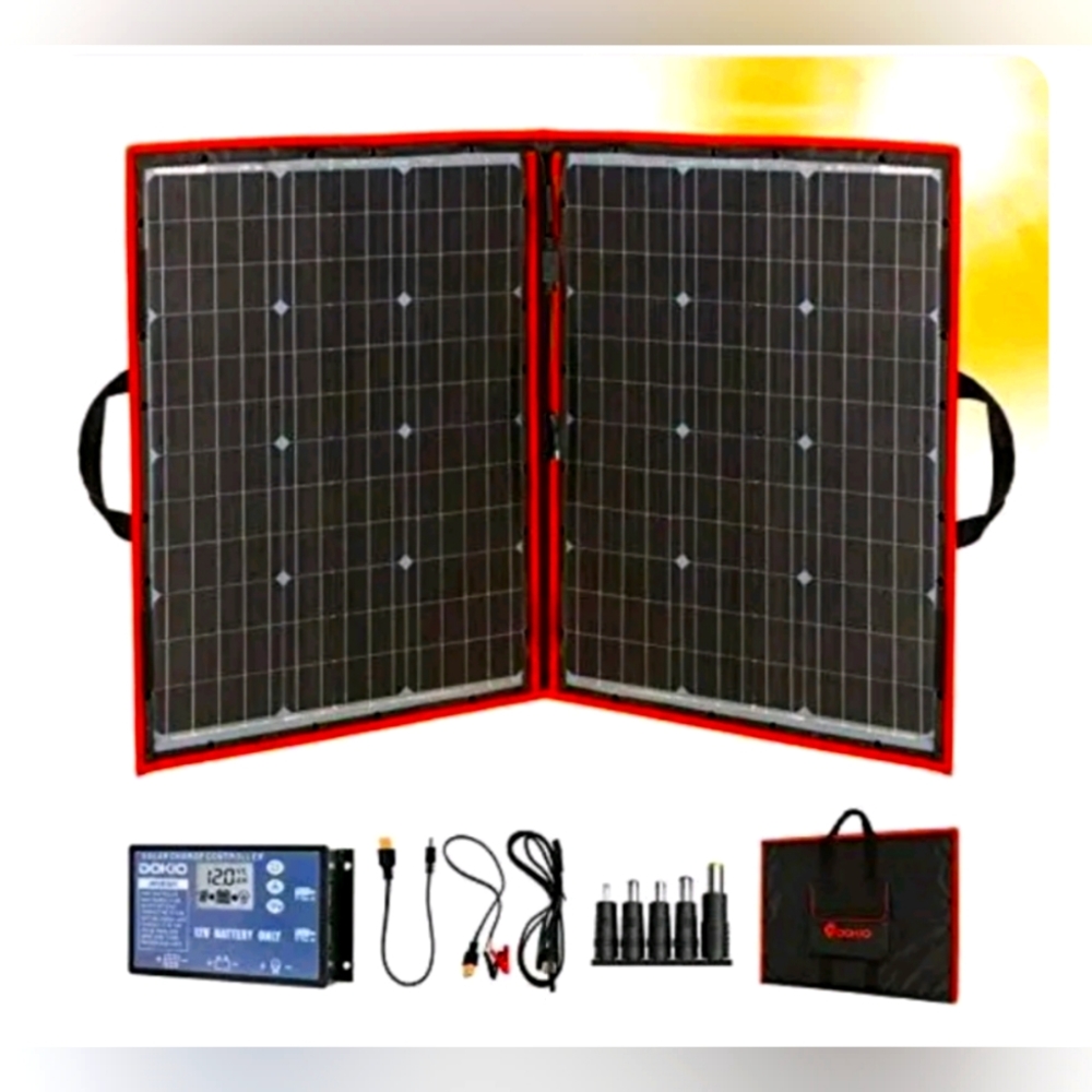 DOKIO 110w 18v Portable Foldable Solar Panel Kit 21x28inch 5.9lb Solar Charge...